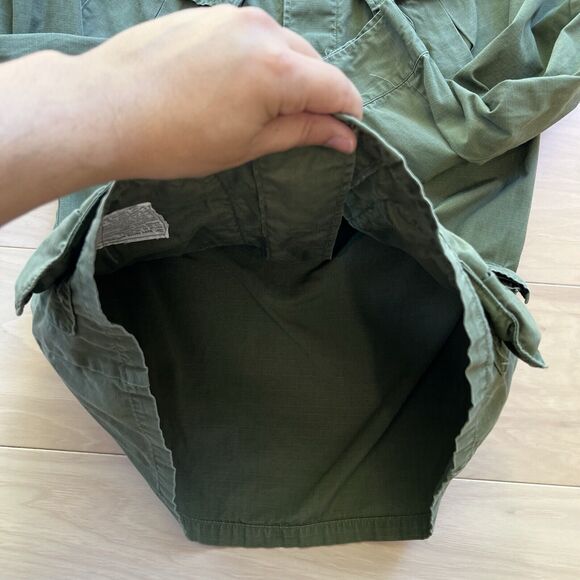 Vintage Military Ripstop Shirt XS Green Slanted Pockets 1969 Poplin OG 107 - Picture 6 of 10